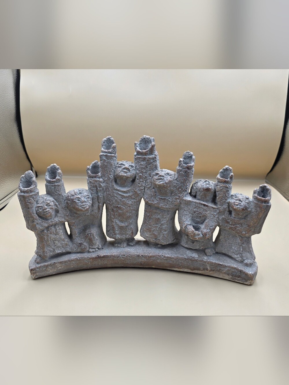 1971 Austin Productions Brutalist Menorah Ellen Lord -Vintage Durastone Hanukkah